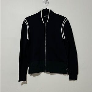 Athleta Women's Black Zip-Up Jacket with White Accents